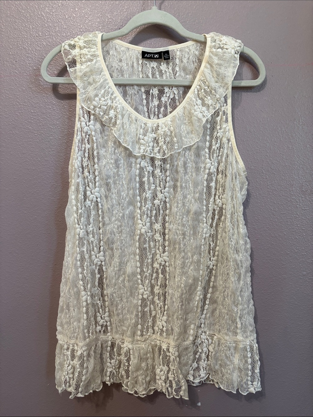 Apt. 9 Cream Lace Ruffle Shell Top - Picture 9 of 11